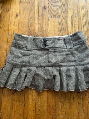 Abercrombie & Fitch Neutral Herringbone wool Mini Skirt